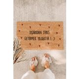 Paspas Yap Dışardan Stres Getirmek Yasaktır Küçük Kırmızı Kalpler Kapı Önü Paspası Koko Paspas Kıl Paspas