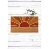 Paspas Yap Güneş Ve Gündoğumu Tasarımlı Koko Kapı Önü Paspası - Naturel - 50 x 90 cm
