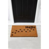 Paspas Yap Hello Yazılı Kedi Patili Kapı Önü Paspası - 33 x 60 cm - Kahverengi