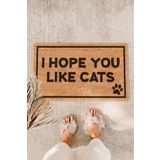 Paspas Yap I Hope You Like Cats Kapı Önü Paspası Koko Paspas Kıl Paspas Baskılı Paspas Dış Kapı Paspası