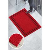 Paspas Yap Kırmızı Kıvırcık Paspas Siyah Çerçeve Tasarımlı Dış Kapı Paspası - 50 x 90 cm