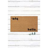 Paspas Yap Koko Malzemeden Üretilmiş Hello Bye Yazı Temalı Kahverengi Kapı Paspası 33 x 60 cm