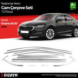 paspasgarajı Paspasgaraji Skoda Octavia A8 Sedan Krom Cam Çerçevesi 12 Prç. 2020 Üzeri A+ Kalite