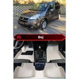 PASPASGRAFT PEUGEOT PEJO PARTNER 2004-2008 Bej-Krem Renk 8D Diamond Kaymaz Deri Oto Paspas