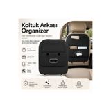 PASPRO OTOMOTİV Araç Koltuk Arkası Organizer Deri Görünümlü Çok Gözlü Mendil Çıkışlı Siyah