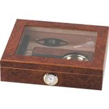 Passatore Cedar Alman Camlı Puro Kutusu Humidor Seti Kahve 15's