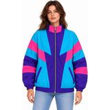 Passense 80’ler Retro Wintage Dijital Baskılı Fermuarlı Rüzgar Kesici Mevsimlik Ceket - 2XL - Çok Renkli