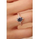 passion silver Mistik Topaz Taşlı 14 Ayar Rose Altın Kaplama Kadın Yüzük