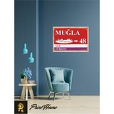 Passpano Ahşap Vintage Poster " 48 Muğla Retro Mdf Poster" 24X34 cm