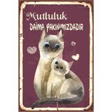 Passpano Ahşap Vintage Tablo " Mutluluk Daima Yakınımızdadır" Ahşap Mdf 25X35CM