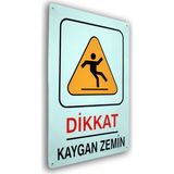 PassPano Metal Iş Güvenliği Levha DİKKAT KAYGAN ZEMİN 25,5 x 36 cm