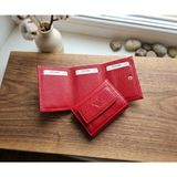 Passtell %100 Hakiki Deri Küçük Boy Bozuk Paralı Minimalist Kadın Cüzdan - Kırmızı - 10,5 cm en / 8,5 cm yükseklik
