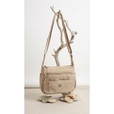 Passtell Kadın Ithal Küçük Boy Uzun Askılı Çok Gözlü Klinkır Kumaş Omuz Askılı Çanta 21*18 cm - 21 x 18 cm - Bej