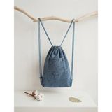 Passtell Unisex Ipli Büzgülü Jaens Minimalist Spor Kot Sırt Çanta 33,5*46 cm - 33,5 x 46 cm - Mavi