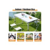 Passway Camp Şemsiye Bölmeli İthal Mavi 4-6 Kişilik 4 Tabureli Katlanır Kamp Masası Seti Piknik Tatil Bahçe Seti
