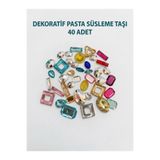 PASTA ADAM PARTİ VE PASTA MALZEMELERİ Pasta Süsleme Taşı 40 Adet - Doğum Günü Pasta Süsü - Pasta Taşı - Dekoratif Pasta Taşı (Yenilebilir Değildir)