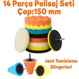 Pasta Cila 150 Mm Polisaj Süngeri Seti 14 Parça Jant Parlatma Pedi Matkap Uyumlu Oto Wax Büyük Boy