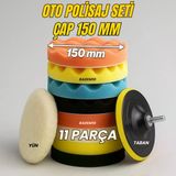 Pasta Cila Polisaj Süngeri Seti Büyük Boy 11 Parça 150Mm Matkap Uyumlu Oto Seramik Wax Parlatma Pedi