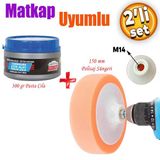 Pasta Cila Polisaj Sungeri Zimpara Tabanli Turuncu 150 Mm M14 Uyumlu+Oto Pastasi 300 Gr (2Li Set)