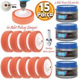 Pasta Cila Polisaj Süngeri Zımpara Tabanlı Turuncu 150 Mm+Oto Pastası+M14 Matkap Aparatı ( 15 Parça Set)