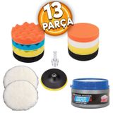 Pasta Cila Yün Polisaj Süngeri Oto Parlatma Parlatıcı Çizik Giderici Pedi Seti 115 Mm ( 13 Parça)