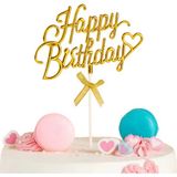 Pasta Üstü Happy Birthday Yazılı Süs & Toppers (Altın)