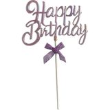 Pasta Üstü Happy Birthday Yazılı Süs & Toppers (Neon Lila)