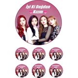 Pasta9 Yenilebilir Pasta Resmi Pirinç Kağıdından Black Pink 6-8-10 Kişilik Pastaya Uygun 16 cm