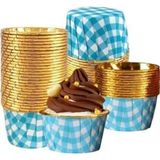 Pastaland Cupcake/Muffin /Suffle Kek Kapsülü Mavi Desenli 50 Li