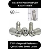 #PastaSüsleme Pasta Süsleme 5'li Profesyonel Büyük Boy Paslanmaz Çelik Krema Sıkma Fırfır Duy Uçları
