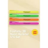 Pastel 38 Fosforlu Kalem 4'Lü Neon Renkler