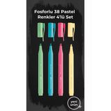 Pastel 38 Fosforlu Kalem 4'Lü Pastel Renkler