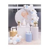 Pastel Beyaz -Mavi - Krom Gold Balon Zinciri 50 Adet