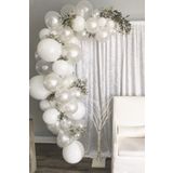 Pastel Beyaz Metalik Beyaz Şeffaf Balon Düğün Zinciri 100 Adet + 5 mt balon zinciri
