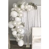 Pastel Beyaz Metalik Beyaz Şeffaf Balon Düğün Zinciri 70 Adet + 5 mt balon zinciri