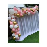 Pastel Beyaz -pembe - Krom Gold Balon Zincir Seti 50 Adet