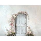 Pastel Çiçeklerle Süslenmiş Şık Kapı Arka Plan 200X150CM, Stüdyo Fonu