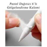 Pastel Dağıtıcı Gölgelendirme Kalemi 6 Lı 1 Paket Ve 1 Adet Hamur Silgi Kaynaştırma Kalemi Kara Kalem