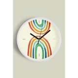Pastel Gökkuşağı Çocuk Odası Modern Duvar Saati - 25cm - Önü Camlı Beyaz Kasa - Sessiz Mekanizma, JH0244S25BKP
