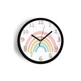 Pastel Gökkuşağı Modern Tasarım Çocuk Odası Duvar Saati - 25cm - Önü Camlı Siyah Kasa, JH0495S25SKP