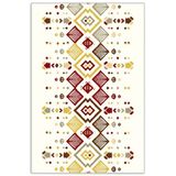 Pastel Home Ekru Modern Etnik Desenli Şönil Halı Kilim Yolluk Gri Bordo Sarı Renk Kaymaz Yıkanabilir