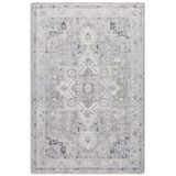 Pastel Home Eskitme Gri Bej Şönil Halı Kilim Yolluk Kendinden Saçaklı Madalyon Desen Yıkanabilir Kaymaz Taban