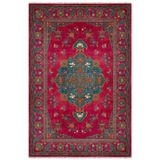 Pastel Home Fuşya Kırmızı Retro Vintage Şönil Halı Kilim Yolluk KAymaz Yıkanabilir Salon Mutfak Koridor