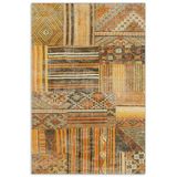 Pastel Home Turuncu Patchwork Şönil Halı Kilim Yolluk Kaymaz Yıkanabilir Saçaklı Salon Koridor Mutfak