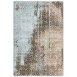 Pastel Home Vintage Dokunuşlu Modern Şönil Halı Kilim Yolluk Kahve Bej Açık Mavi Kaymaz Yıkanabilir Saçaklı