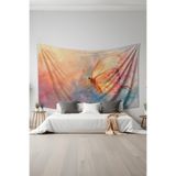 Pastel Kelebek Desenli Duvar Halısı Duvar Örtüsü Tapestry Süetimsi Dokulu%100 Polyester Kumaş