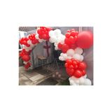 Pastel Kırmızı Beyaz Balon Zinciri 50 Adet + 5 mt balon zinciri