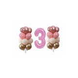 Pastel Krom 3 Yaş Pembe Doğum Günü Balon Seti