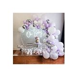 Pastel Lila Beyaz Krom Gümüş Balon Balon Zinciri 50 adet