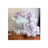 Pastel Lila Beyaz Krom Gümüş Balon Balon Zinciri 70 adet